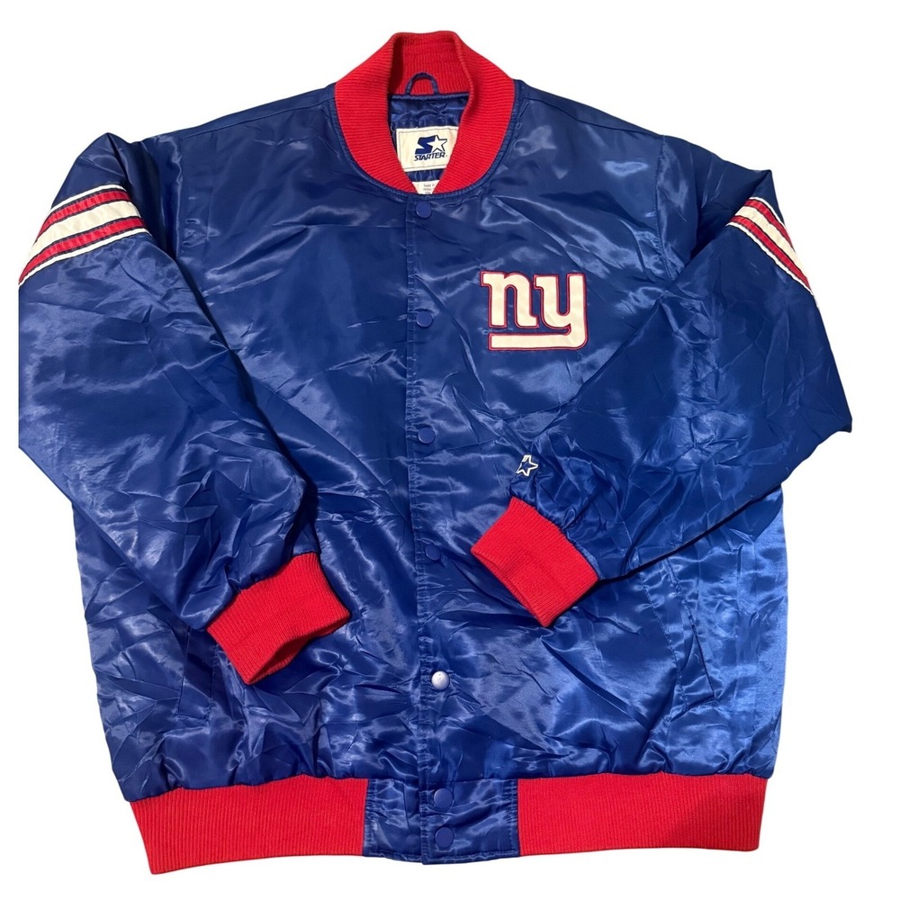 Starter‎ New York Giants Satin Varsity Jacket Mens XXL Blue Red Bomber Vintage